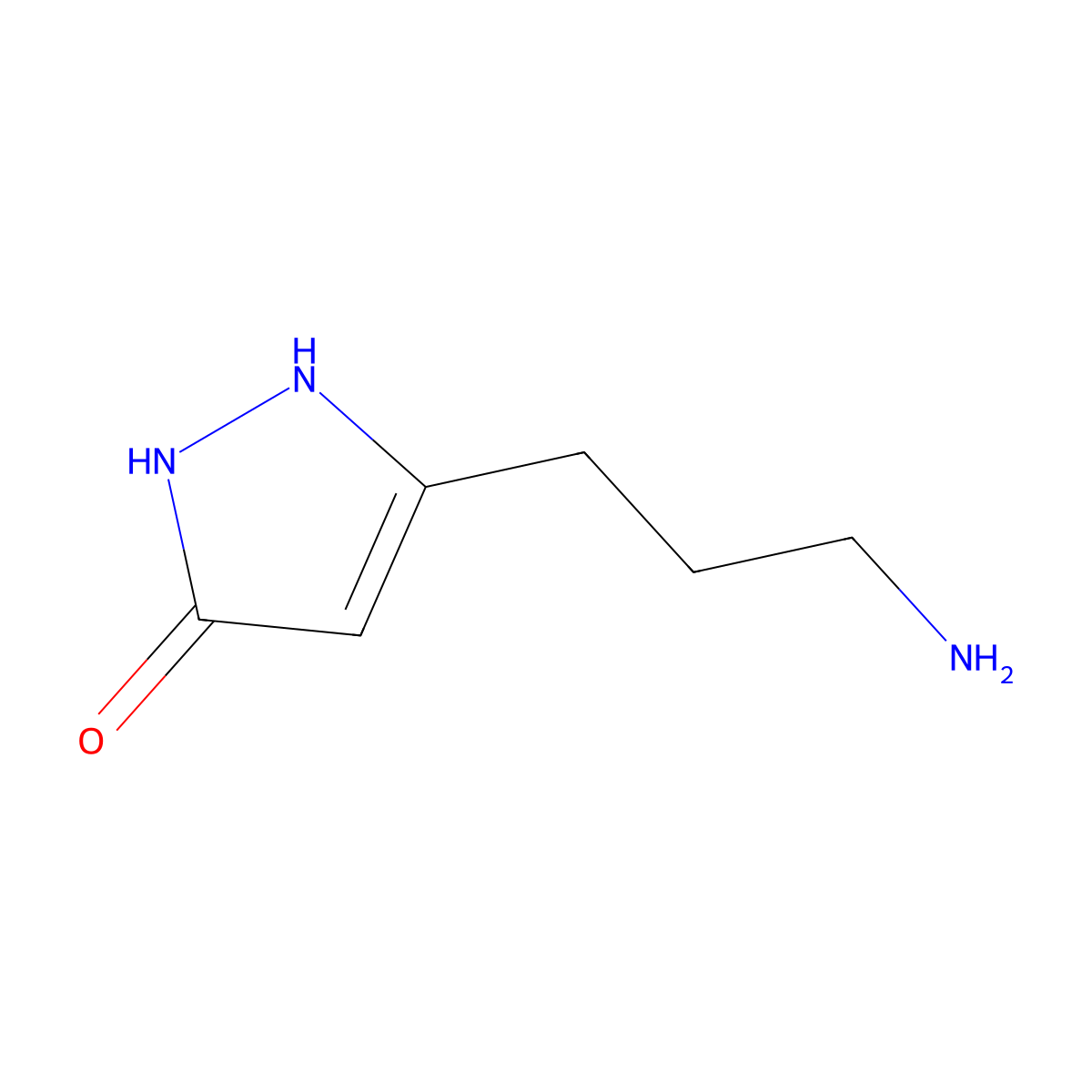 5-(3-aminopropyl)-2,3-dihydro-1H-pyrazol-3-one molecular structure, CAS 1368187-55-6