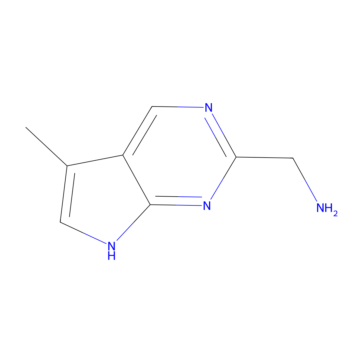 (5-Methyl-7H-pyrrolo[2,3-d]pyrimidin-2-yl)methanamine molecular structure, CAS 1368189-28-9
