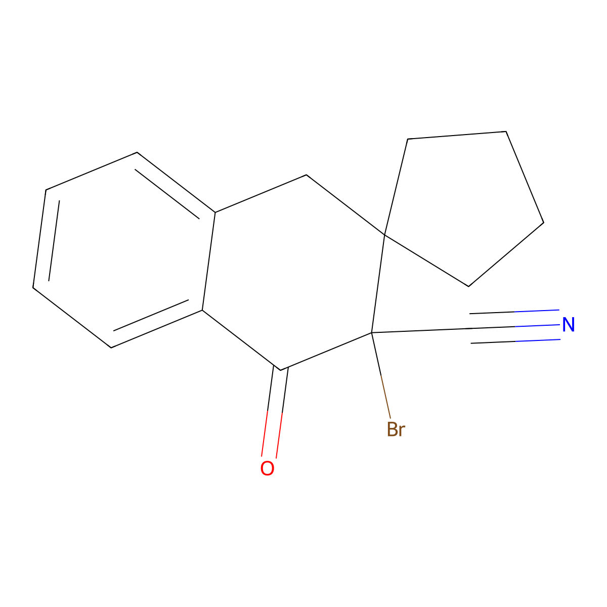 Spiro(cyclpentane-1,2'(1'H)-naphthalene)-3'-carbonitrile, 3',4'-dihydro-3'-bromo-4'-oxo- molecular structure, CAS 136819-65-3