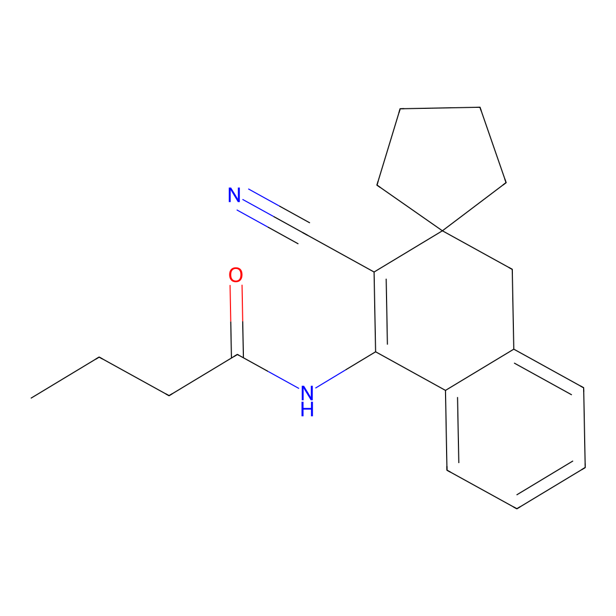 N-(3'-cyano-1'H-spiro[cyclopentane-1,2'-naphthalen]-4'-yl)butanamide molecular structure, CAS 136819-70-0