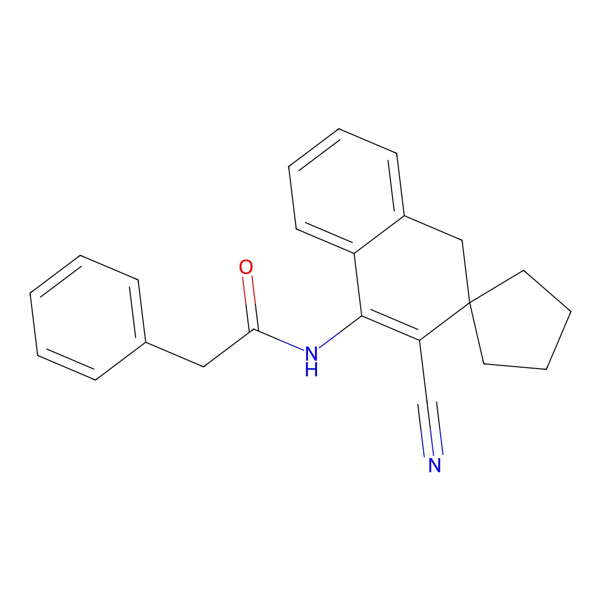 N-(2-cyanospiro[4H-naphthalene-3,1'-cyclopentane]-1-yl)-2-phenylacetamide molecular structure, CAS 136819-72-2