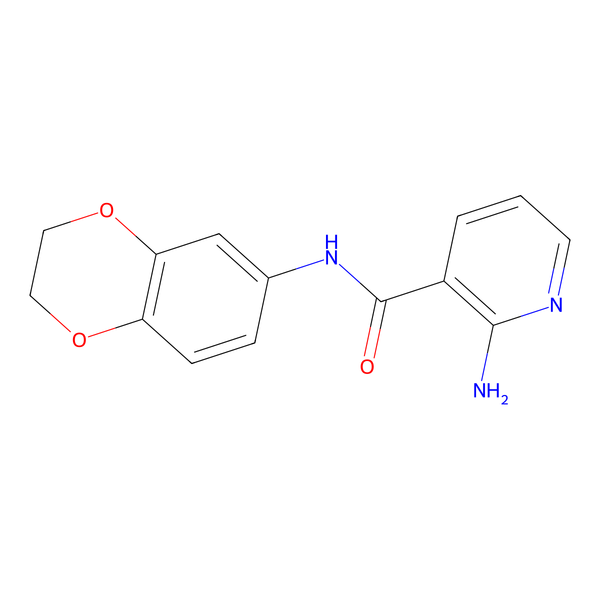 2-amino-N-(2,3-dihydro-1,4-benzodioxin-6-yl)pyridine-3-carboxamide molecular structure, CAS 1368196-25-1