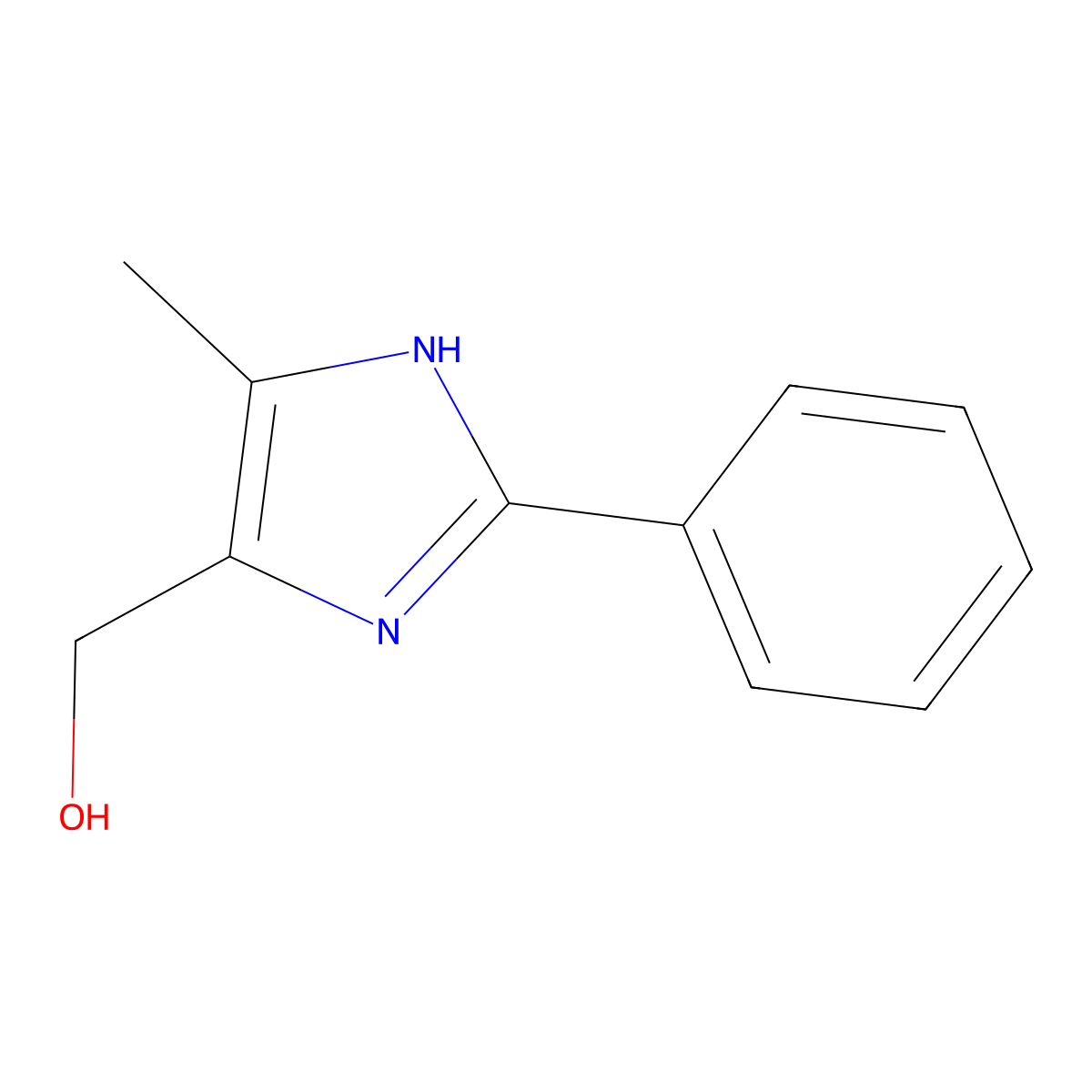 5-methyl-2-phenyl-1H-imidazole-4-methanol molecular structure, CAS 13682-32-1