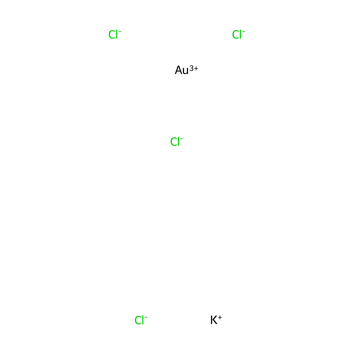 Potassium gold tetrachloride molecular structure, CAS 13682-61-6