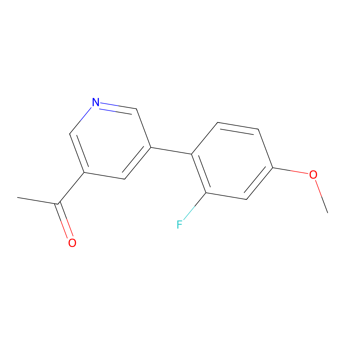 1-(5-(2-Fluoro-4-methoxyphenyl)pyridin-3-yl)ethanone molecular structure, CAS 1368203-81-9
