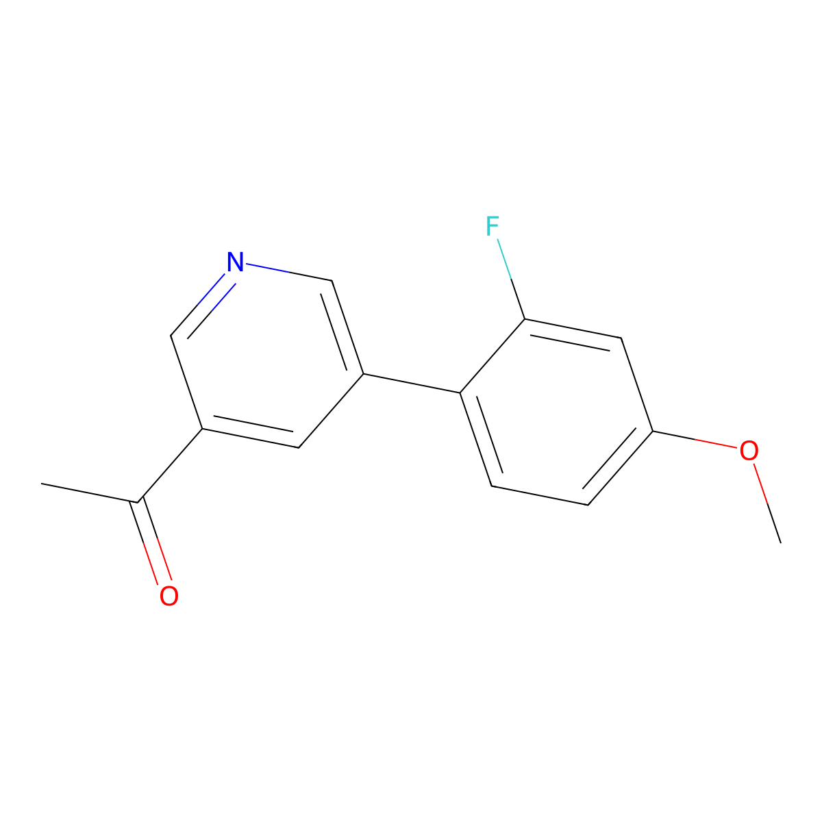 1-(5-(2-Fluoro-4-methoxyphenyl)pyridin-3-yl)ethanone molecular structure, CAS 1368203-81-9