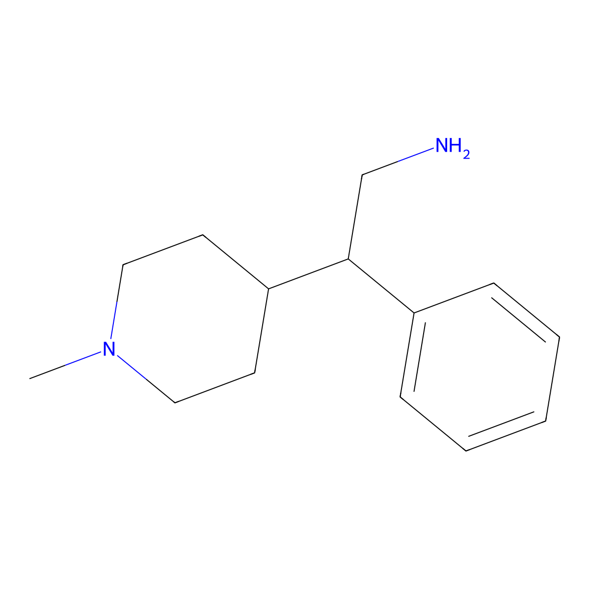 2-(1-Methylpiperidin-4-yl)-2-phenylethan-1-amine molecular structure, CAS 1368221-34-4