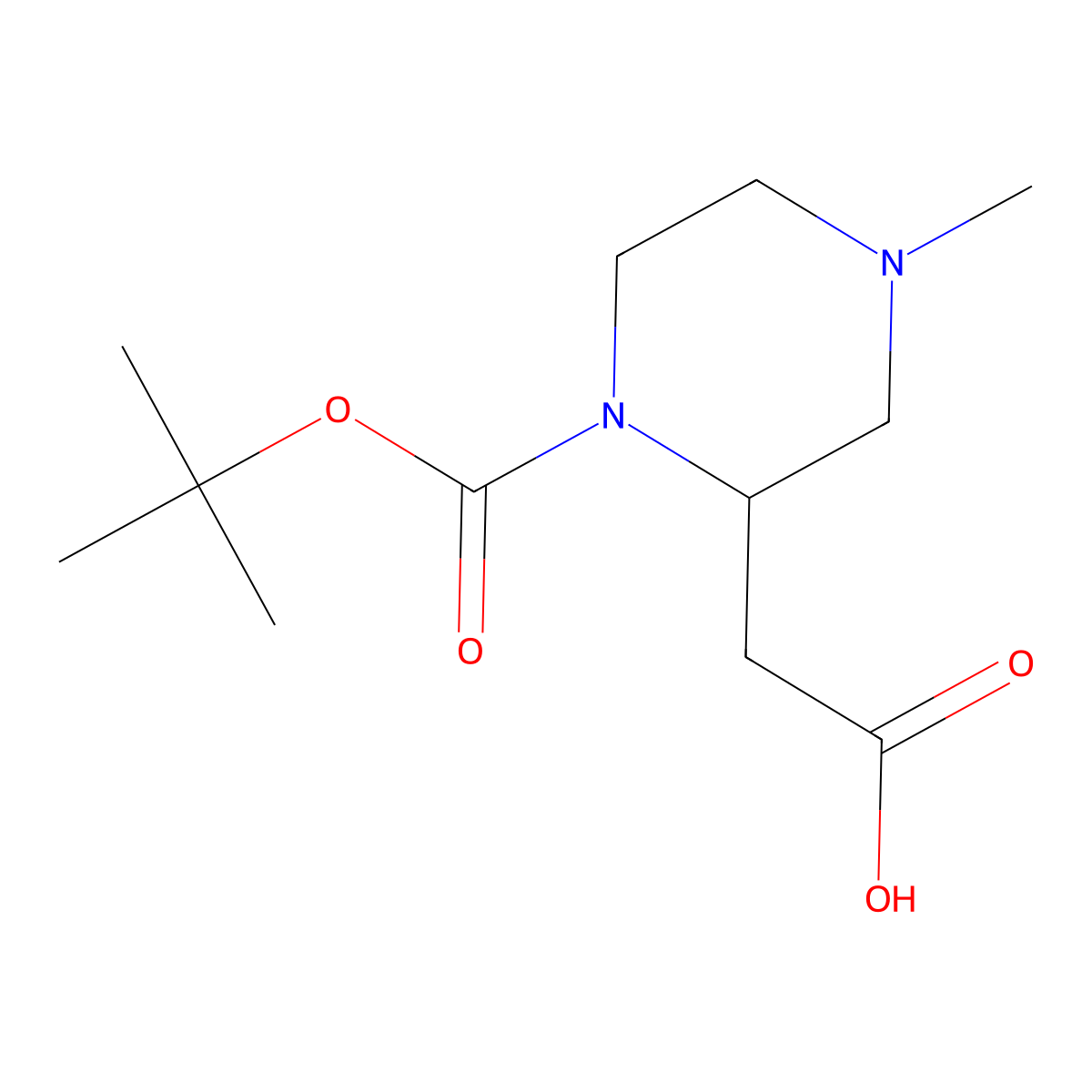 {1-[(Tert-butoxy)carbonyl]-4-methylpiperazin-2-yl}acetic acid molecular structure, CAS 1368221-77-5