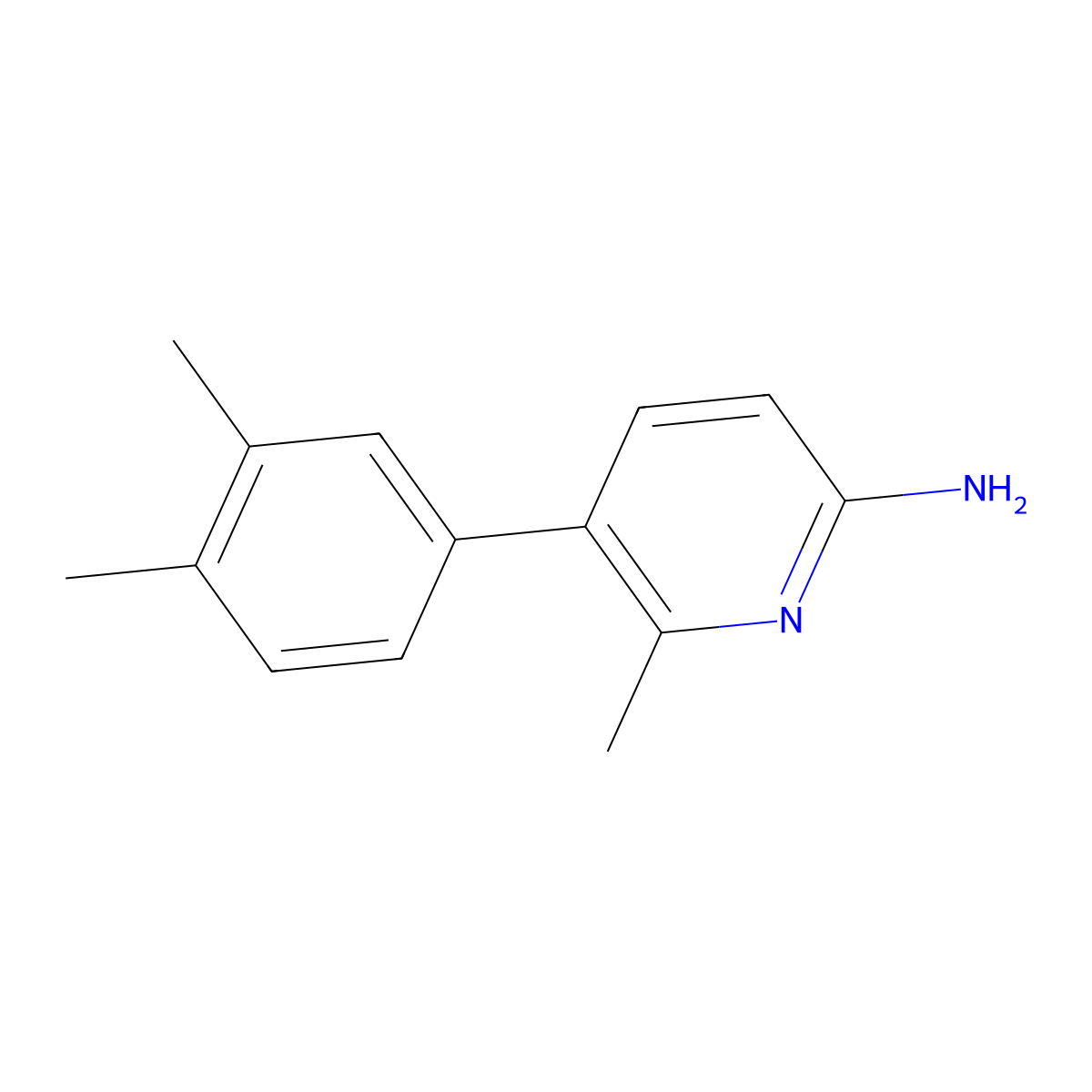 5-(3,4-Dimethylphenyl)-6-methyl-2-pyridinamine molecular structure, CAS 1368228-08-3