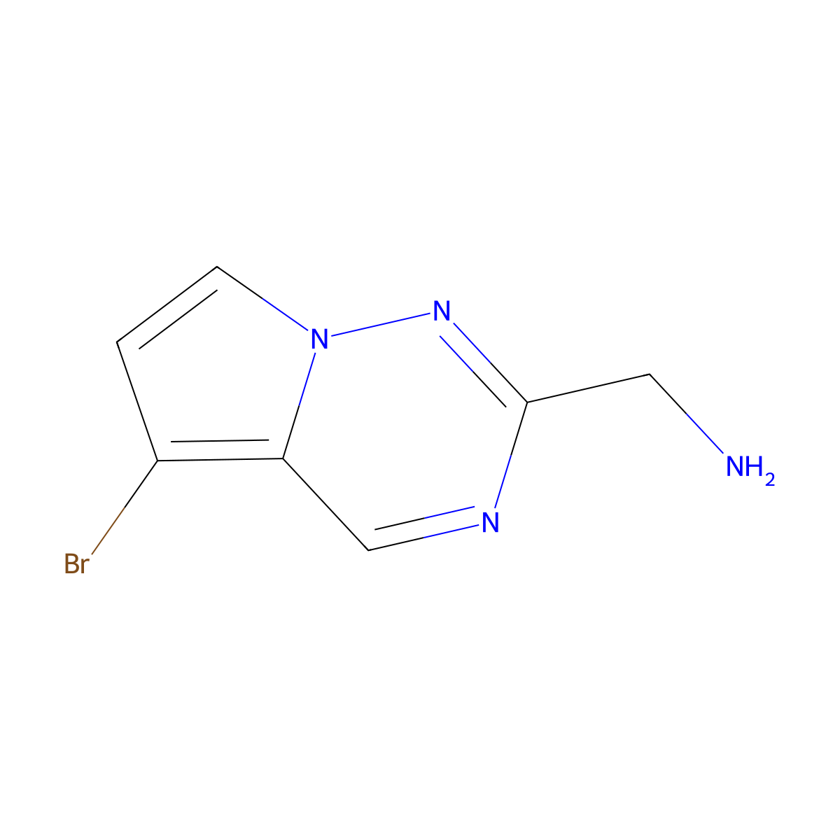 (5-Bromopyrrolo[2,1-f][1,2,4]triazin-2-yl)methanamine molecular structure, CAS 1368230-78-7