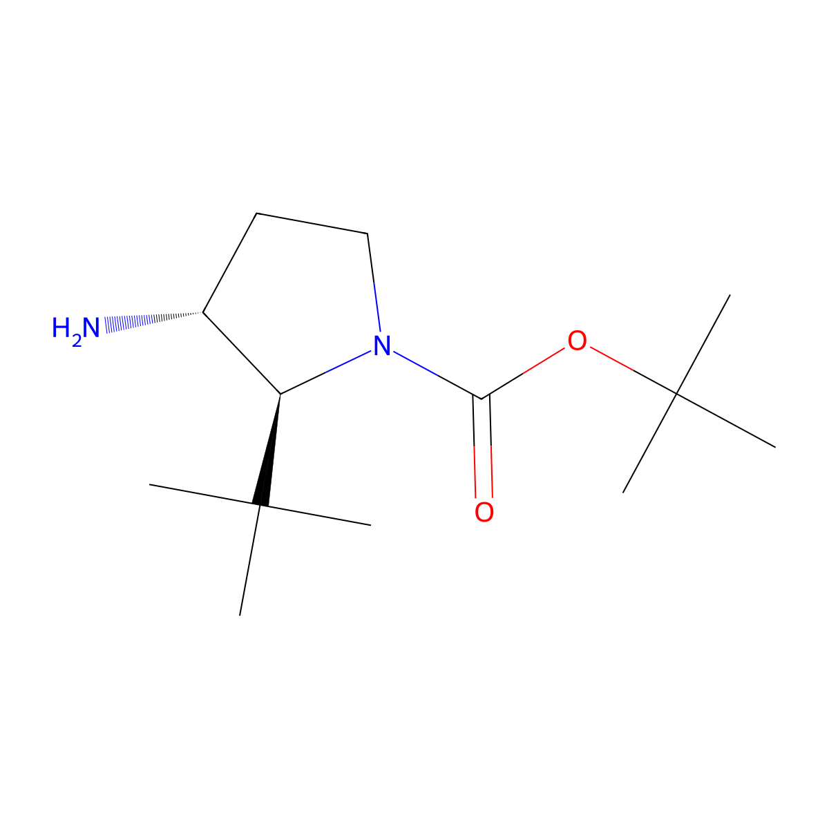 rac-tert-butyl (2R,3S)-3-amino-2-tert-butylpyrrolidine-1-carboxylate molecular structure, CAS 1368231-20-2