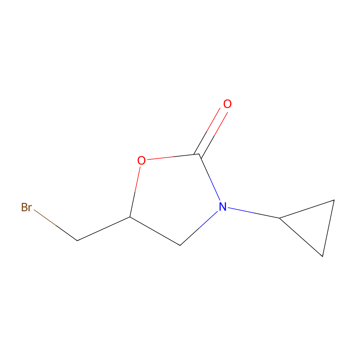 5-(Bromomethyl)-3-cyclopropyl-1,3-oxazolidin-2-one molecular structure, CAS 1368232-29-4