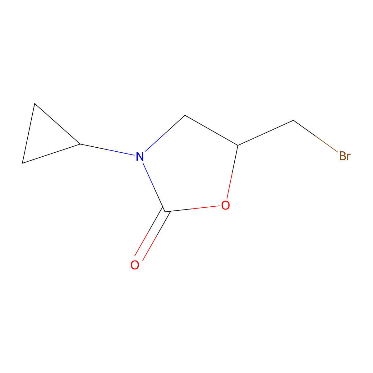 5-(Bromomethyl)-3-cyclopropyl-1,3-oxazolidin-2-one molecular structure, CAS 1368232-29-4