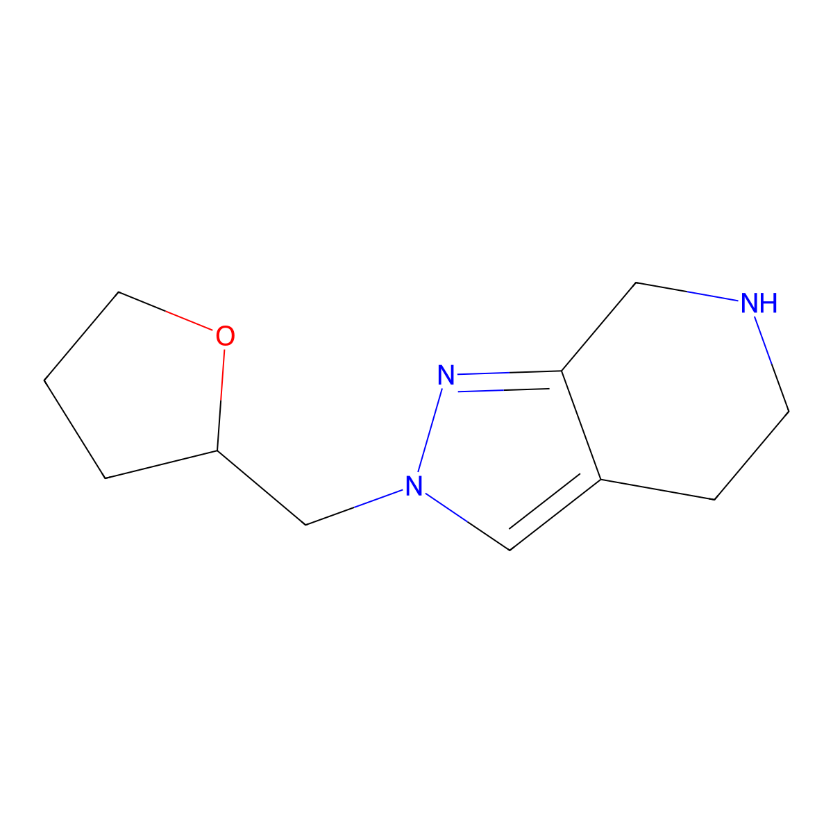 2-[(oxolan-2-yl)methyl]-2H,4H,5H,6H,7H-pyrazolo[3,4-c]pyridine molecular structure, CAS 1368242-71-0