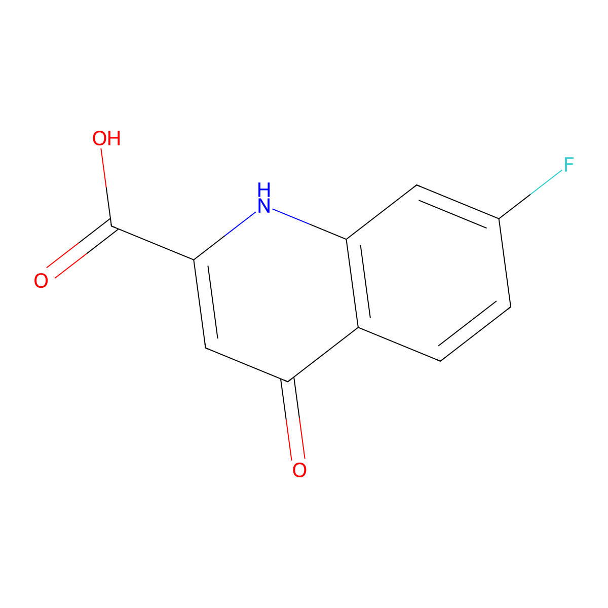 7-Fluoro-4-oxo-1,4-dihydroquinoline-2-carboxylic acid molecular structure, CAS 136825-76-8