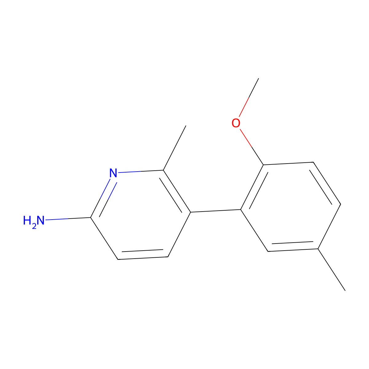 5-(2-Methoxy-5-methylphenyl)-6-methyl-2-pyridinamine molecular structure, CAS 1368295-58-2