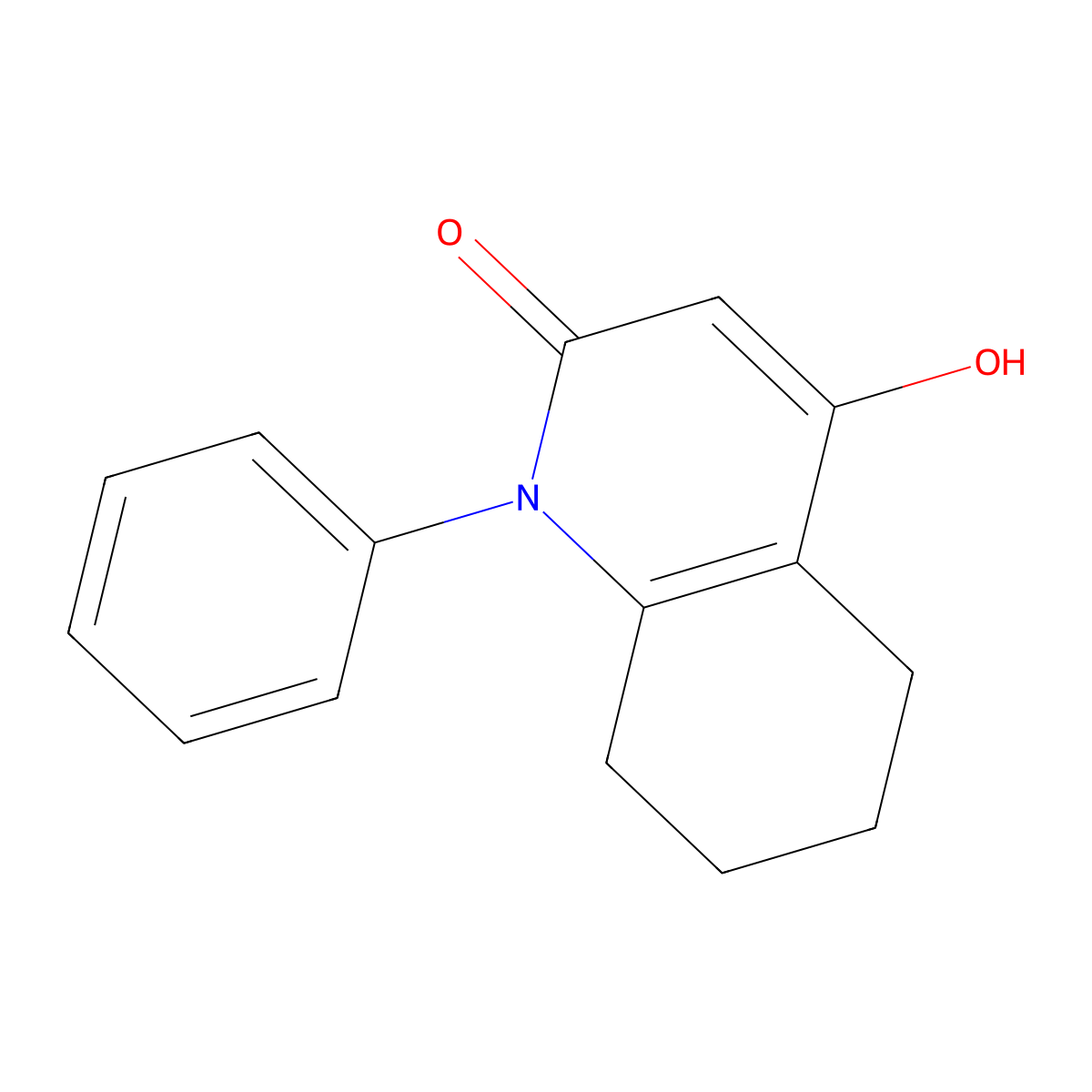 4-hydroxy-1-phenyl-5,6,7,8-tetrahydro-2(1H)-quinolinone molecular structure, CAS 13683-55-1