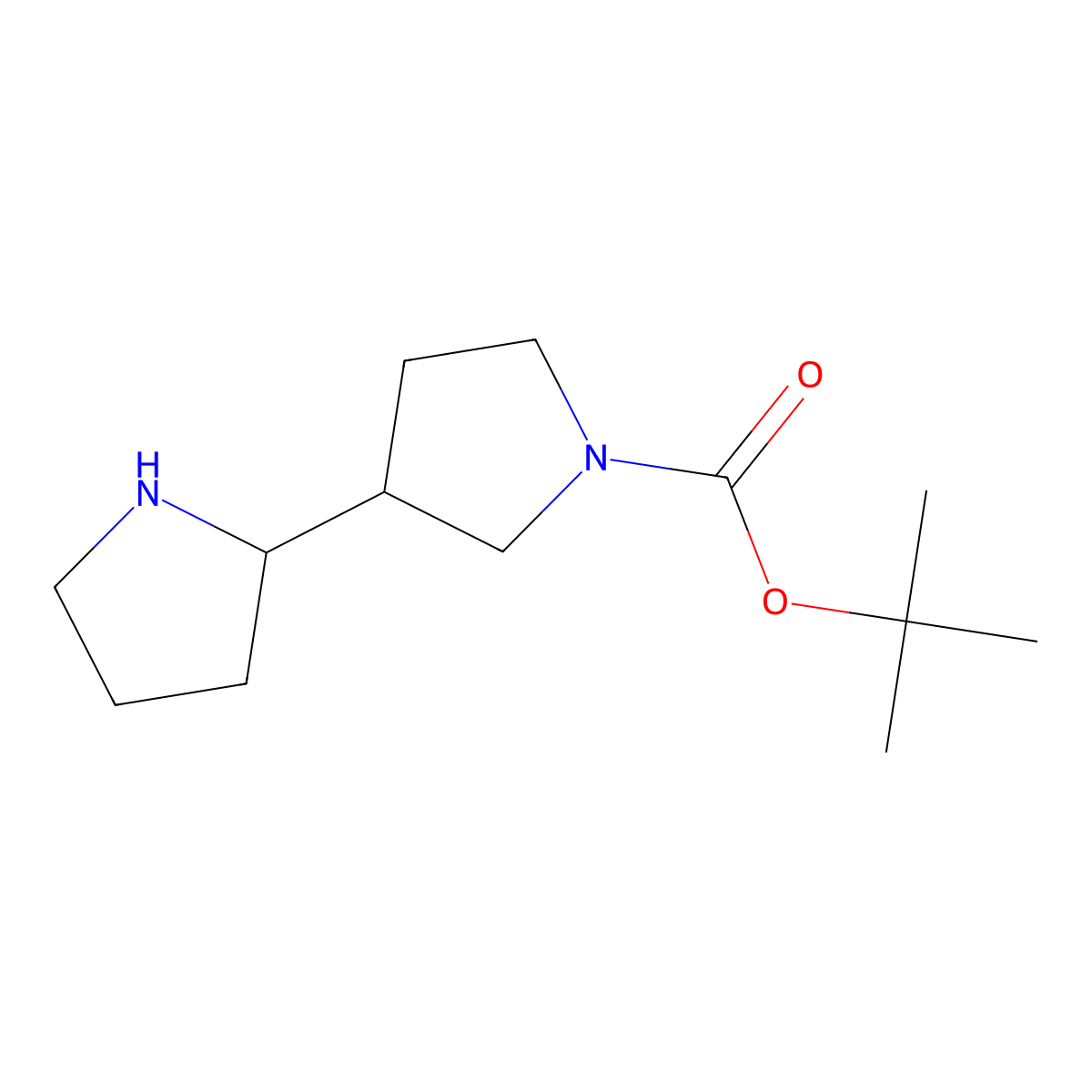 Tert-butyl 3-(pyrrolidin-2-yl)pyrrolidine-1-carboxylate molecular structure, CAS 1368304-21-5