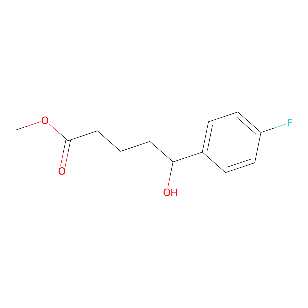 Methyl 5-(4-fluorophenyl)-5-hydroxypentanoate molecular structure, CAS 1368310-60-4