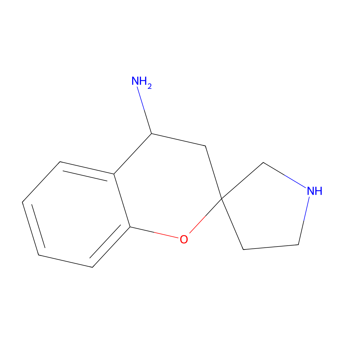3,4-Dihydrospiro[1-benzopyran-2,3'-pyrrolidine]-4-amine molecular structure, CAS 1368312-42-8