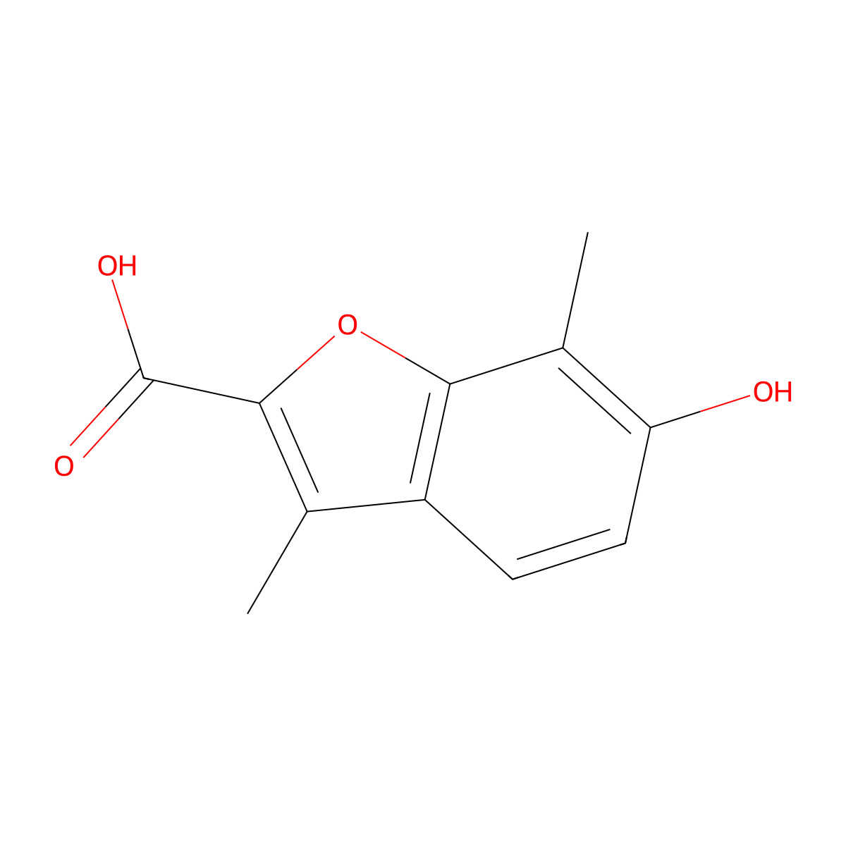 6-Hydroxy-3,7-dimethyl-1-benzofuran-2-carboxylic acid molecular structure, CAS 1368316-62-4
