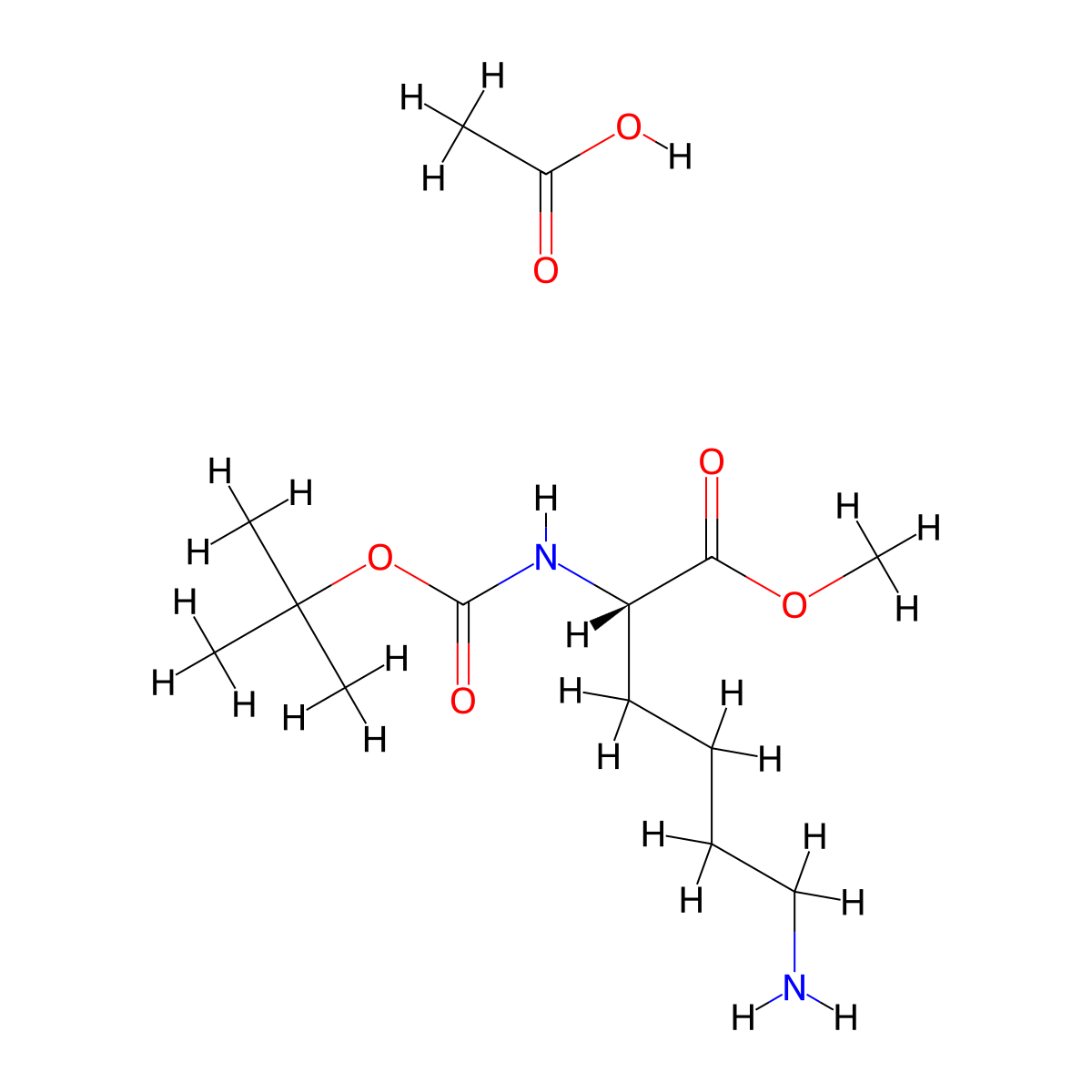 Boc-Lys-OMe acetate salt molecular structure, CAS 136832-75-2