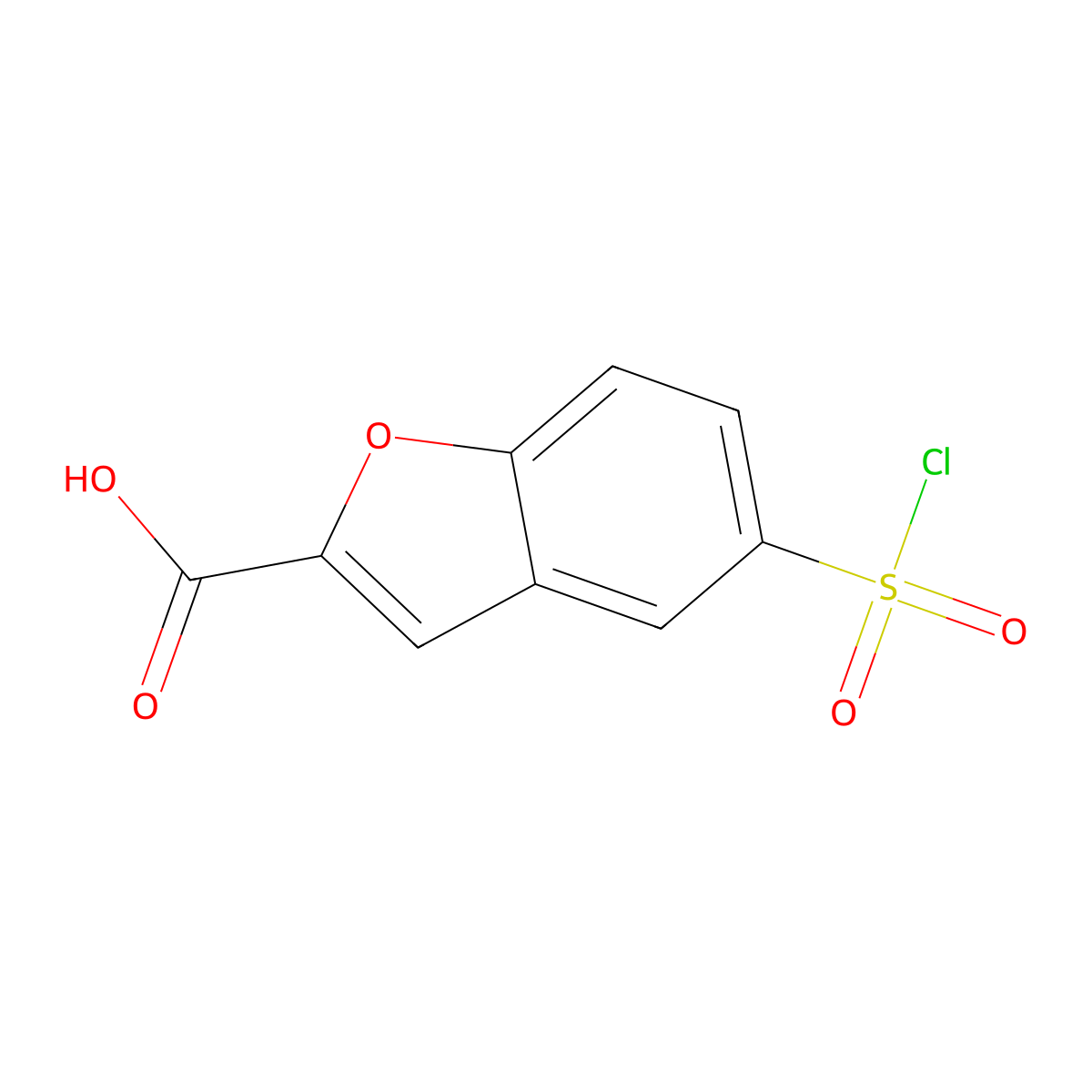 5-(Chlorosulfonyl)-1-benzofuran-2-carboxylic acid molecular structure, CAS 1368320-40-4