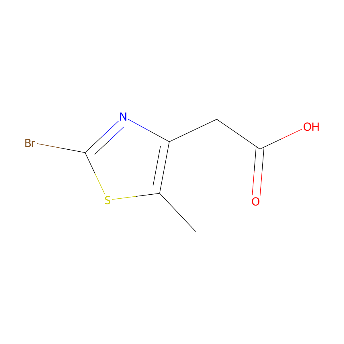 2-(2-Bromo-5-methyl-1,3-thiazol-4-yl)acetic acid molecular structure, CAS 1368320-93-7