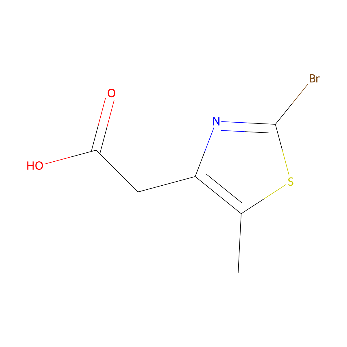 2-(2-Bromo-5-methyl-1,3-thiazol-4-yl)acetic acid molecular structure, CAS 1368320-93-7