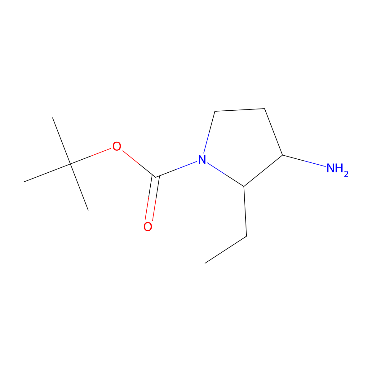tert-Butyl 3-amino-2-ethylpyrrolidine-1-carboxylate molecular structure, CAS 1368326-02-6