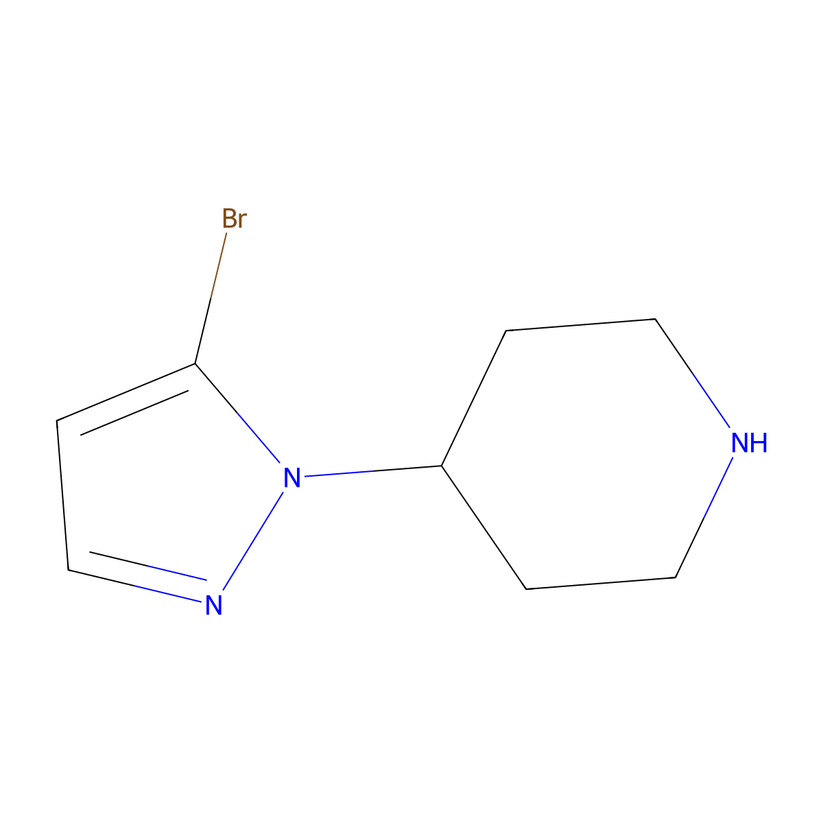 4-(5-bromo-1H-pyrazol-1-yl)piperidine molecular structure, CAS 1368337-38-5
