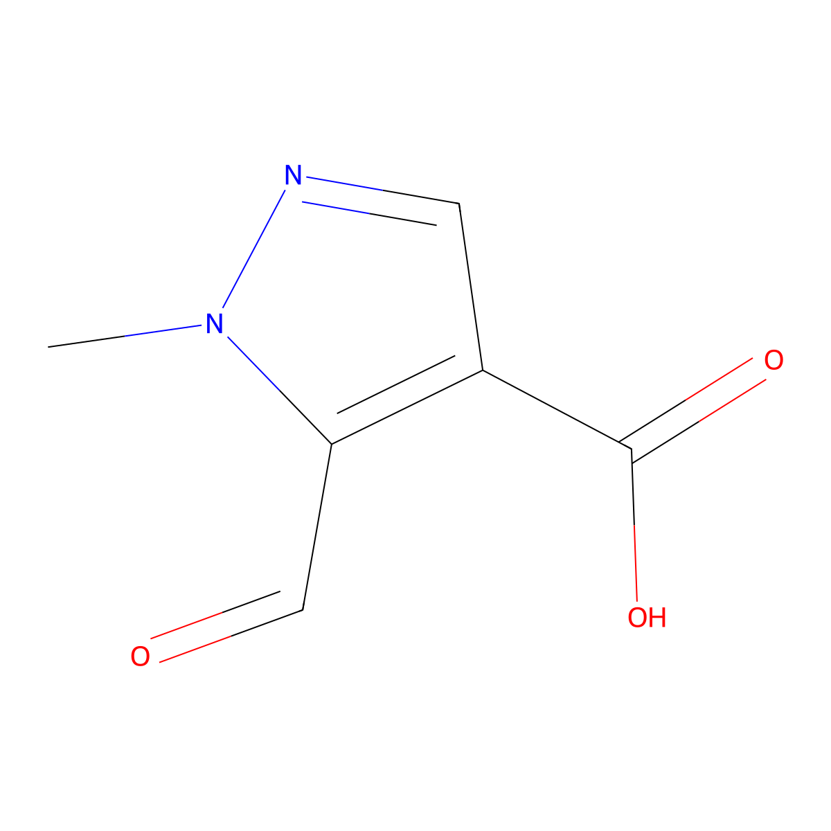 5-formyl-1-methyl-1H-pyrazole-4-carboxylic acid molecular structure, CAS 1368337-66-9