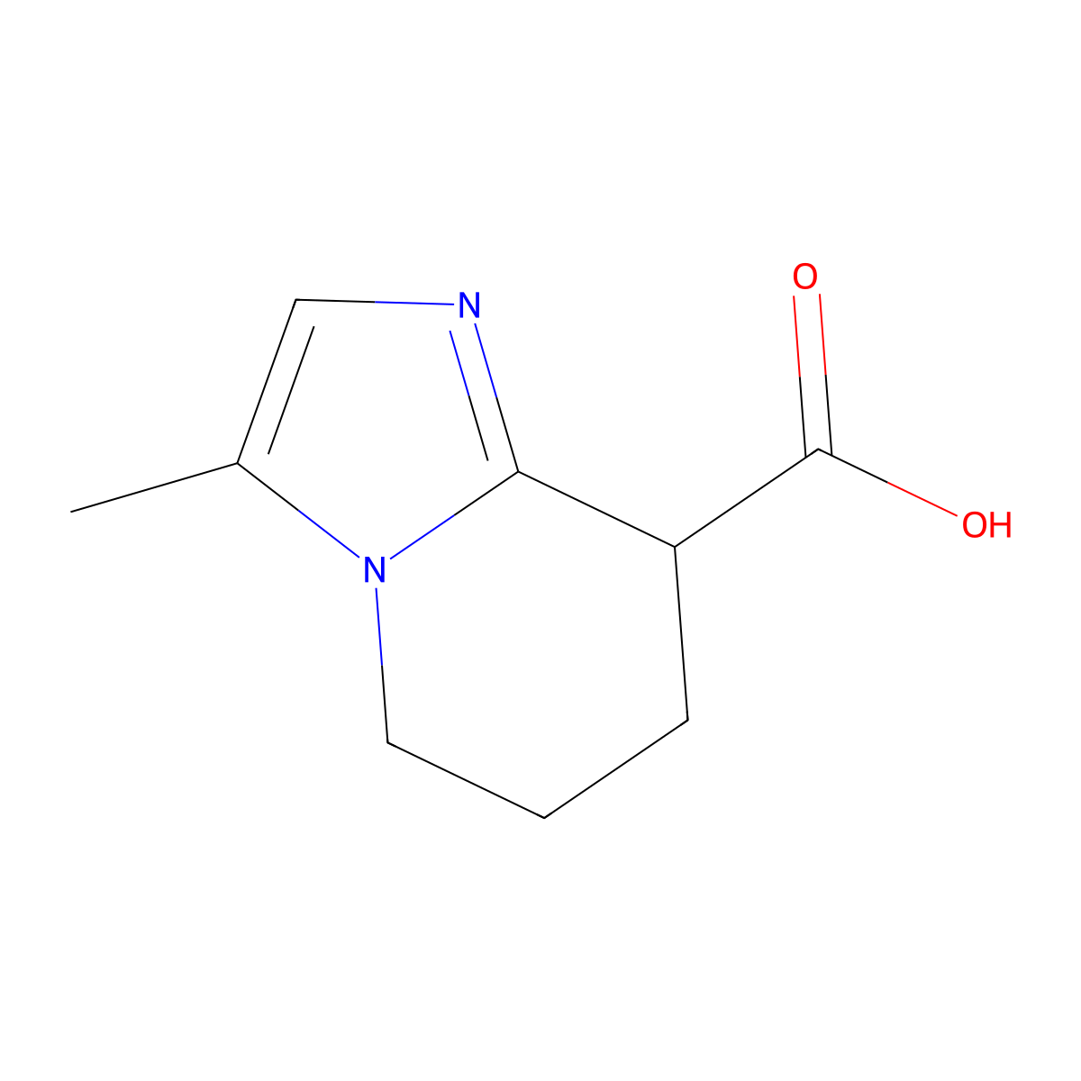 3-methyl-5H,6H,7H,8H-imidazo[1,2-a]pyridine-8-carboxylic acid molecular structure, CAS 1368341-83-6
