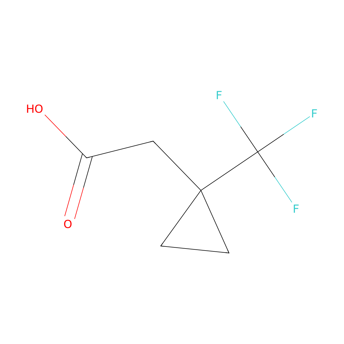 2-(1-(Trifluoromethyl)cyclopropyl)acetic acid molecular structure, CAS 1368342-07-7