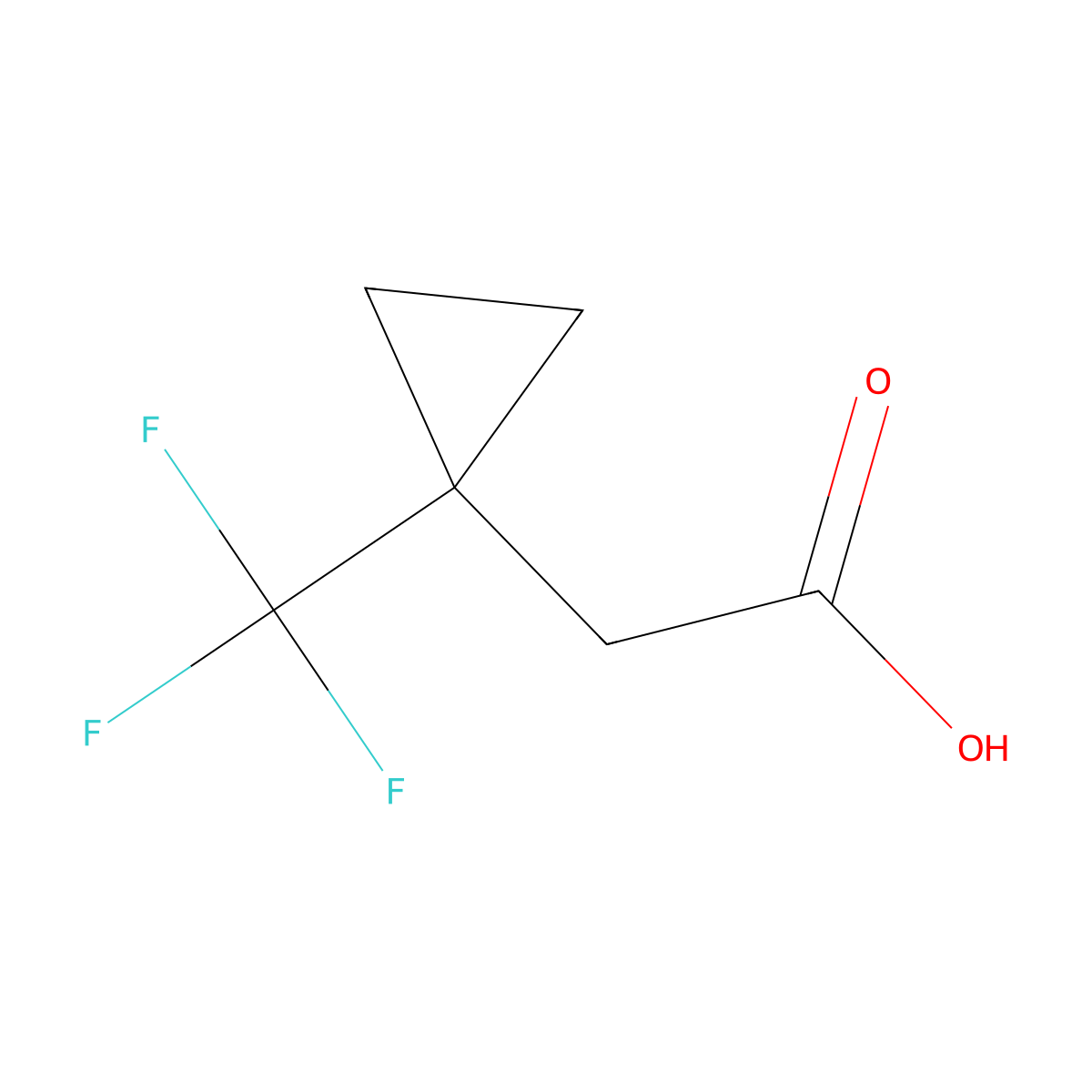 2-(1-(Trifluoromethyl)cyclopropyl)acetic acid molecular structure, CAS 1368342-07-7