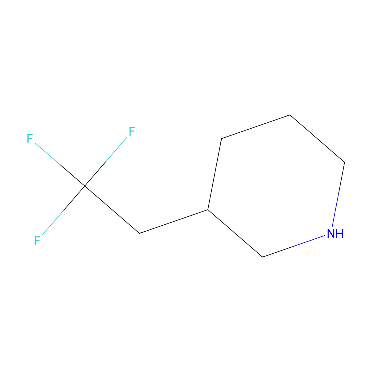 3-(2,2,2-Trifluoroethyl)piperidine molecular structure, CAS 1368342-91-9
