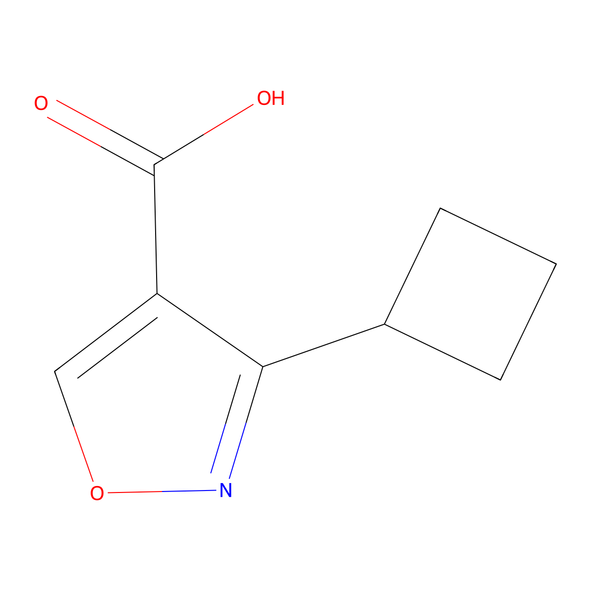3-Cyclobutyl-1,2-oxazole-4-carboxylic acid molecular structure, CAS 1368343-29-6