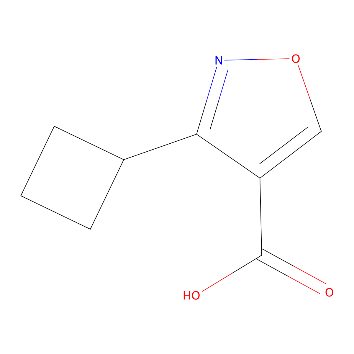 3-Cyclobutyl-1,2-oxazole-4-carboxylic acid molecular structure, CAS 1368343-29-6