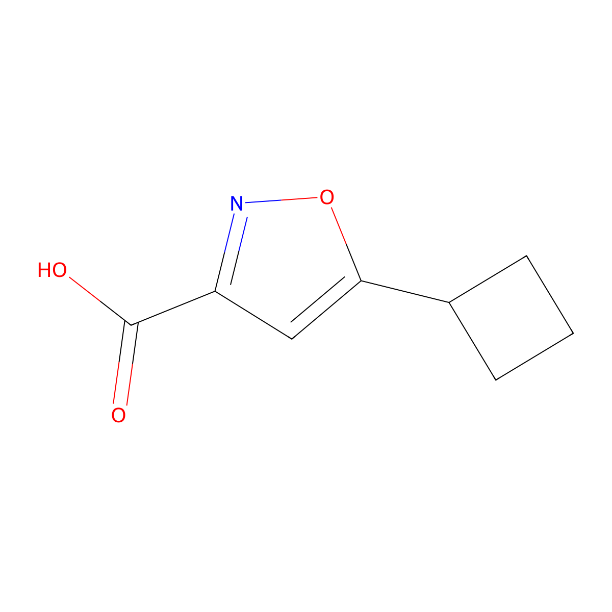 5-Cyclobutyl-1,2-oxazole-3-carboxylic acid molecular structure, CAS 1368343-41-2