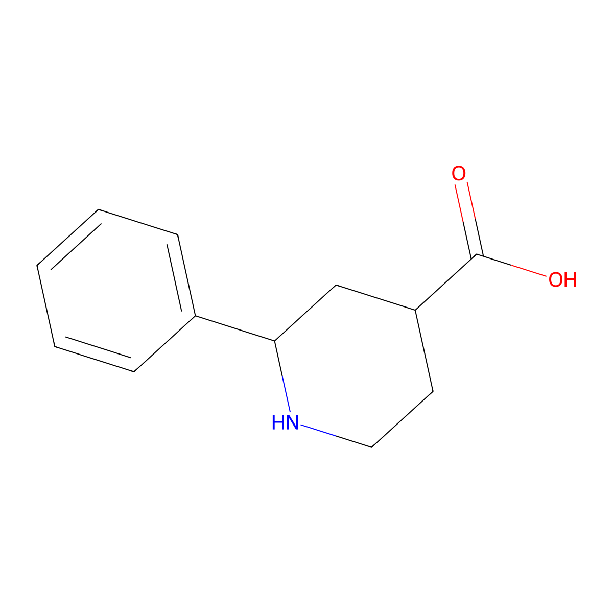 2-Phenylpiperidine-4-carboxylic acid molecular structure, CAS 1368346-58-0