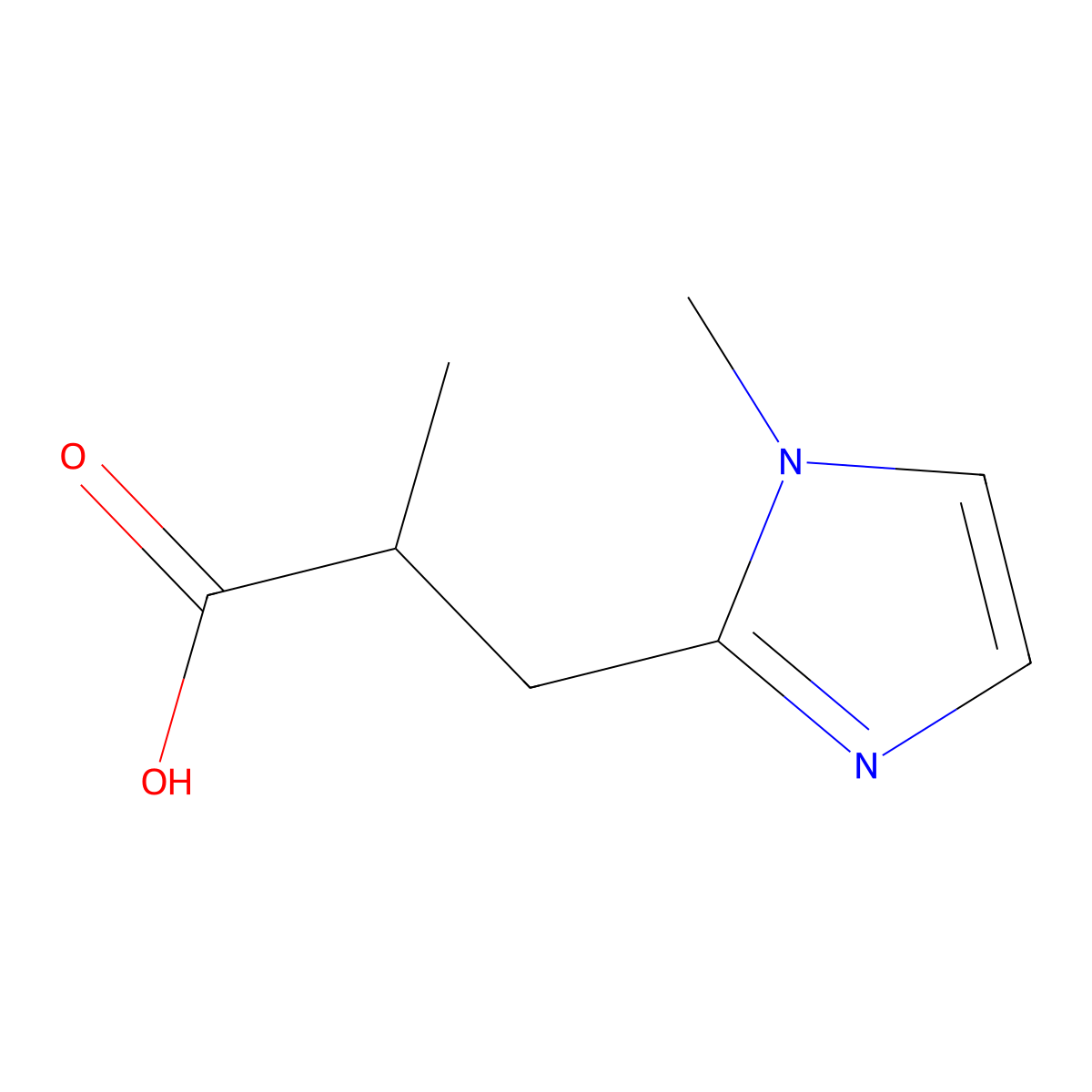 2-methyl-3-(1-methyl-1H-imidazol-2-yl)propanoic acid molecular structure, CAS 1368348-24-6
