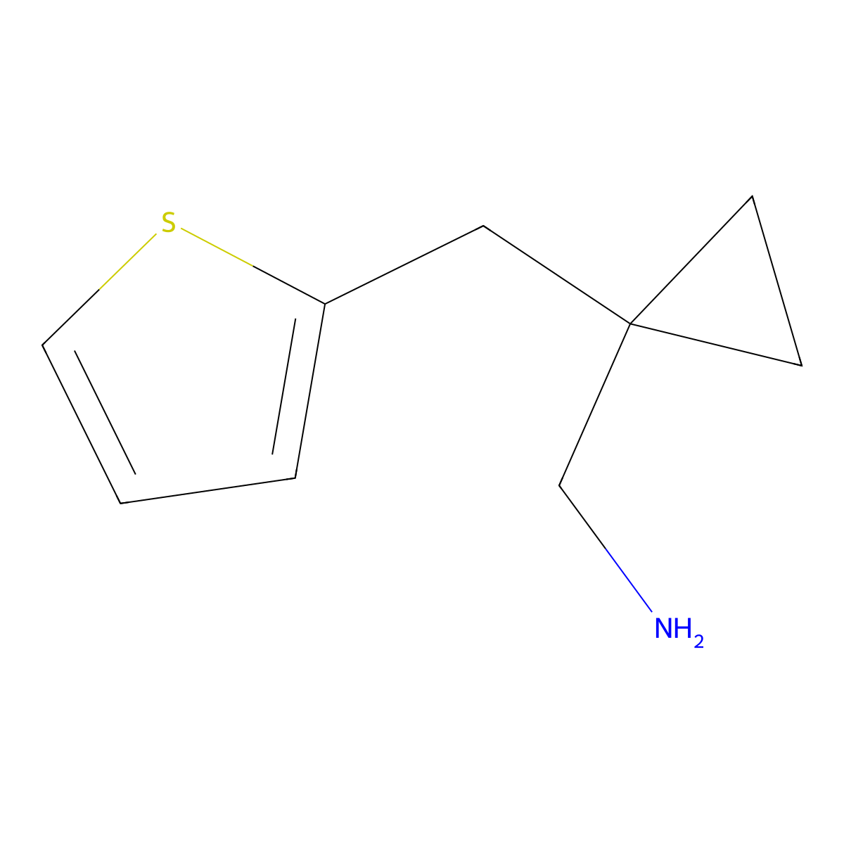 (1-(Thiophen-2-ylmethyl)cyclopropyl)methanamine molecular structure, CAS 1368348-89-3