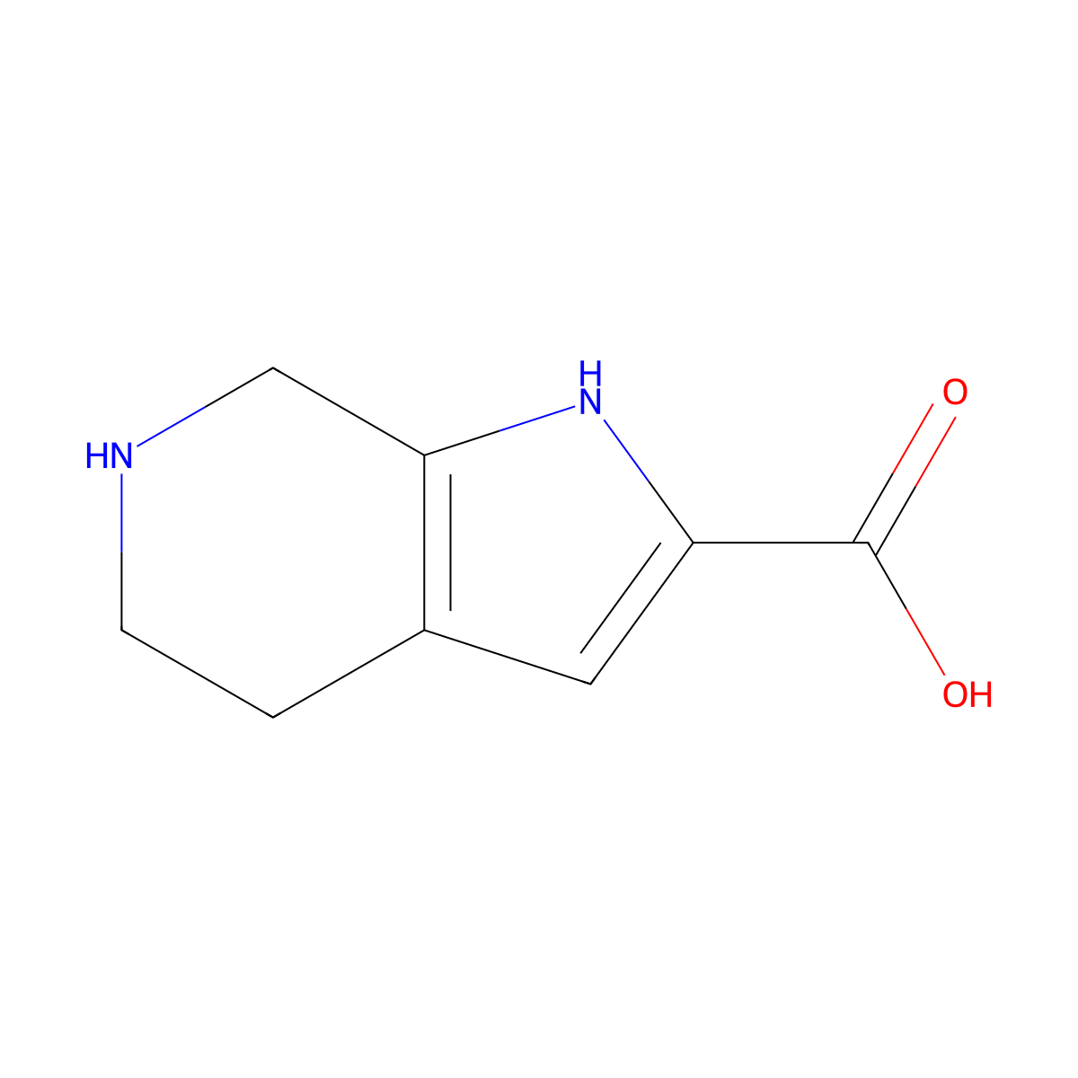 1H,4H,5H,6H,7H-pyrrolo[2,3-c]pyridine-2-carboxylic acid molecular structure, CAS 1368351-00-1