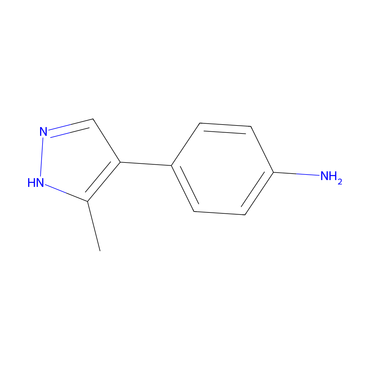4-(3-methyl-1H-pyrazol-4-yl)aniline molecular structure, CAS 1368353-33-6