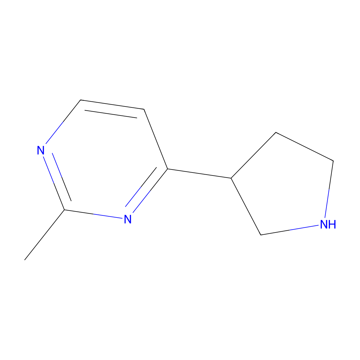 2-Methyl-4-(pyrrolidin-3-yl)pyrimidine molecular structure, CAS 1368353-84-7