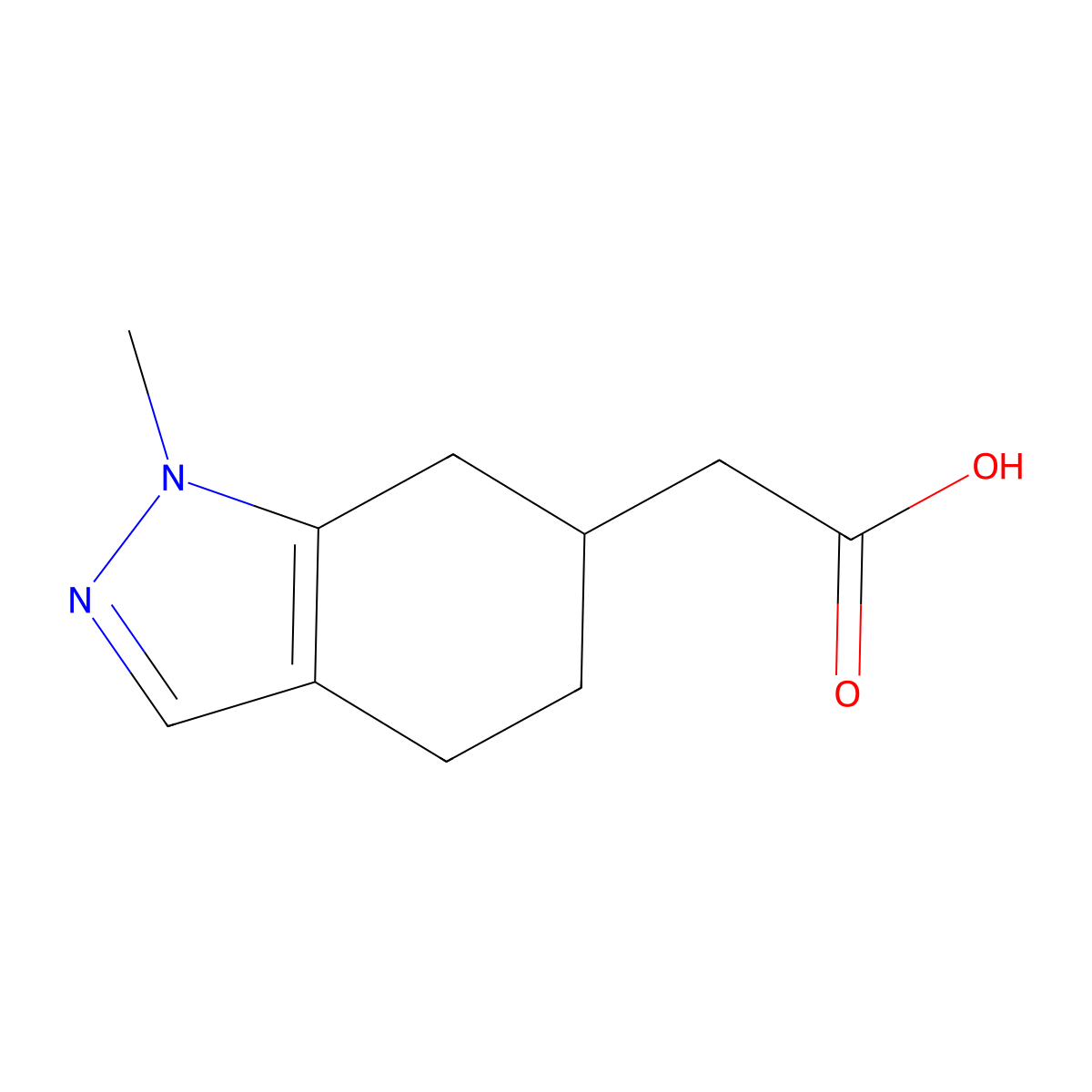 2-(1-methyl-4,5,6,7-tetrahydro-1H-indazol-6-yl)acetic acid molecular structure, CAS 1368354-11-3