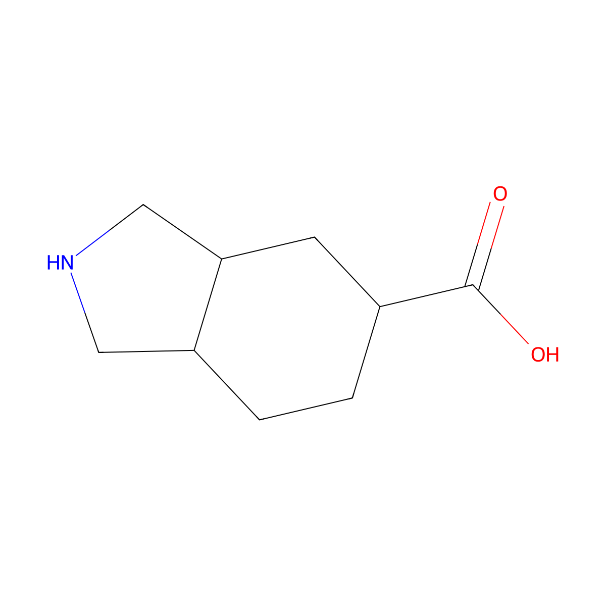octahydro-1H-isoindole-5-carboxylic acid molecular structure, CAS 1368356-11-9