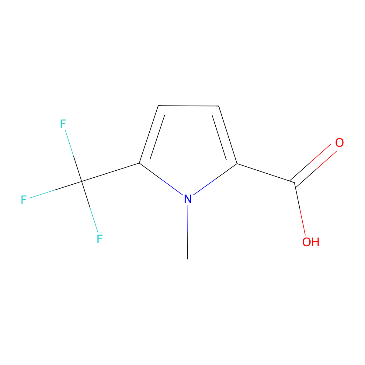 1-Methyl-5-(trifluoromethyl)-1H-pyrrole-2-carboxylic acid molecular structure, CAS 1368361-22-1