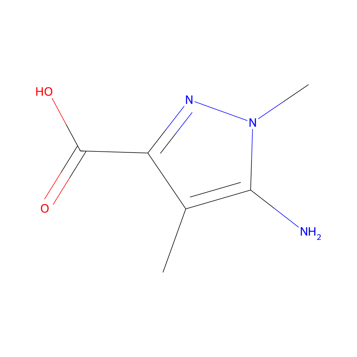 5-Amino-1,4-dimethyl-1H-pyrazole-3-carboxylic acid molecular structure, CAS 1368364-31-1