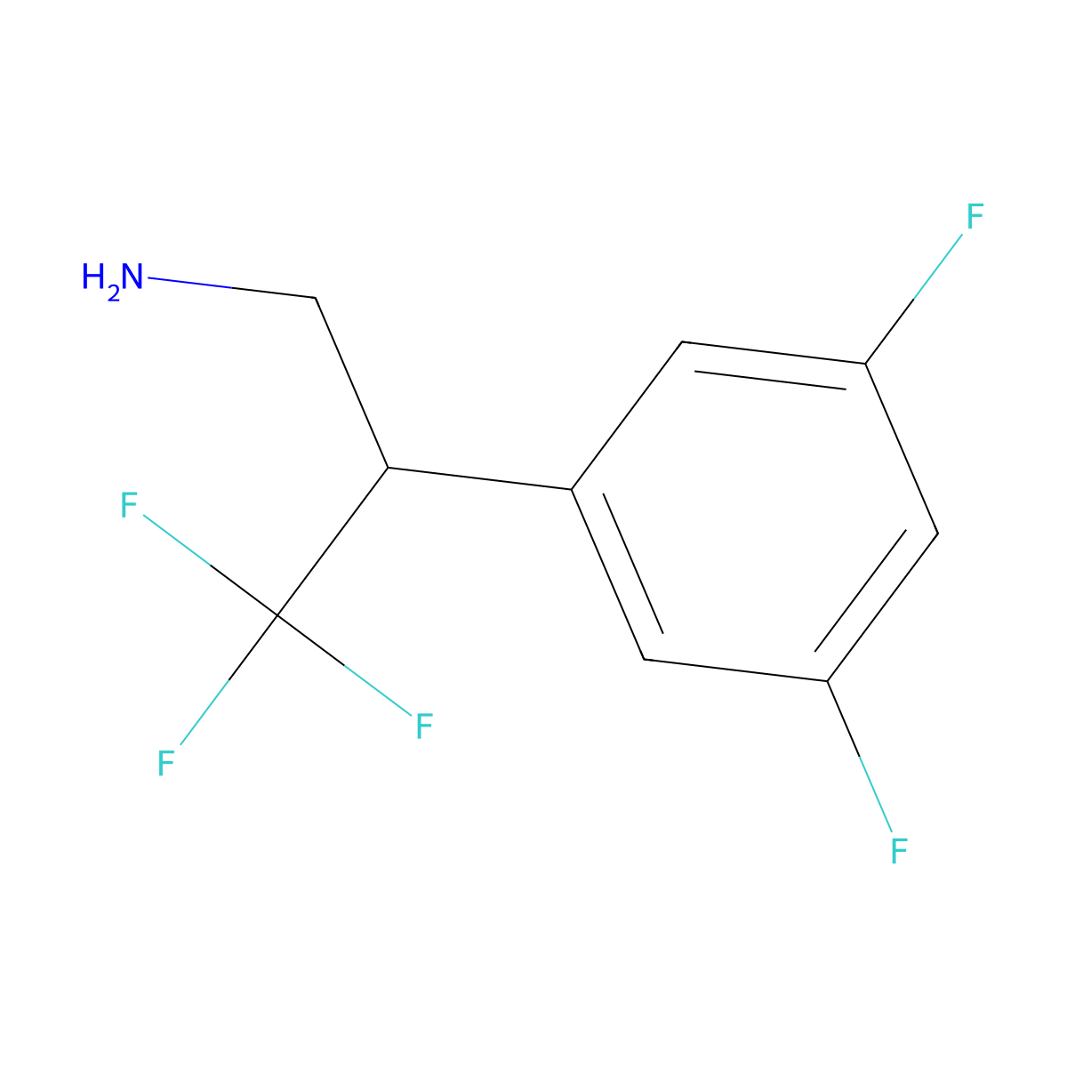 2-(3,5-Difluorophenyl)-3,3,3-trifluoropropan-1-amine molecular structure, CAS 1368375-20-5